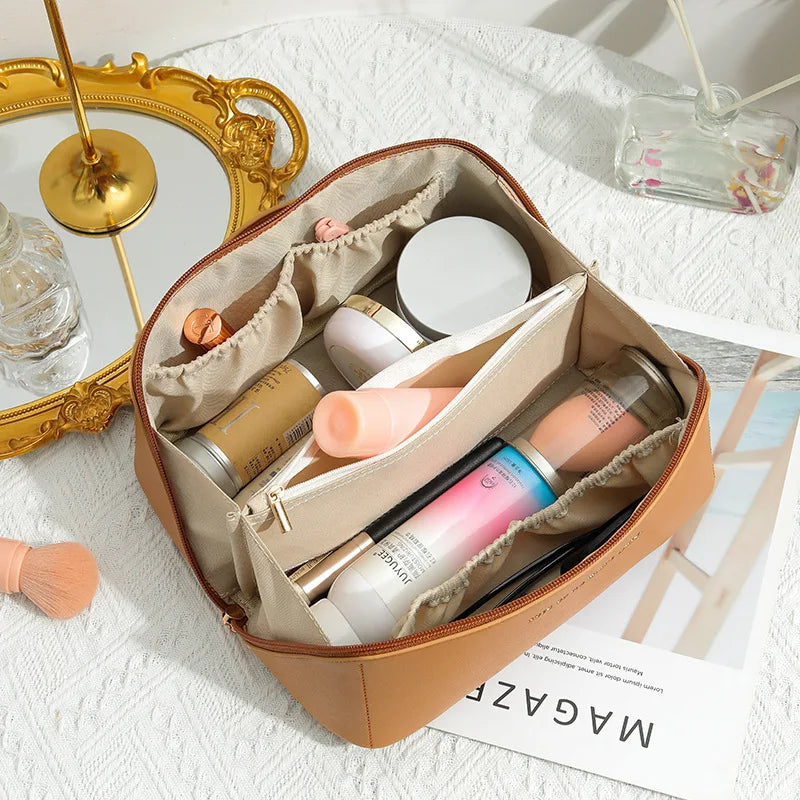 New Arrival Hot Sell PU Pillow Large Capacity Cosmetic Bag for Women Waterproof Portable Cosmetics Washing and Gargling Bag