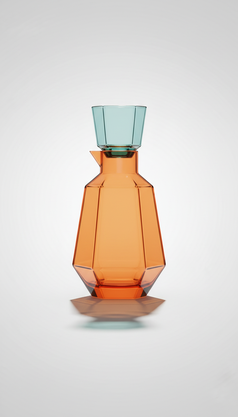Geometric Glass Carafe Set – Two-Tone Finish