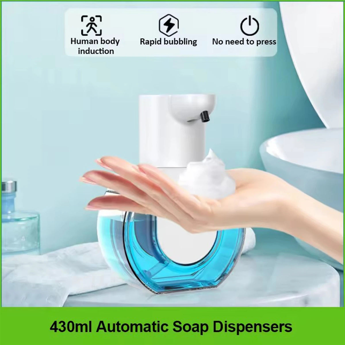 Wall-Mounted Touchless Foaming Soap Dispenser, USB Rechargeable