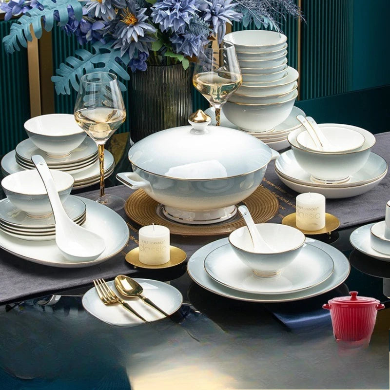 High-end cutlery set Modern light luxury Jingdezhen bone china