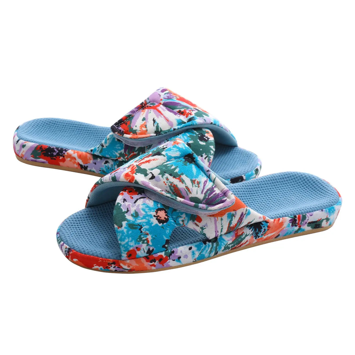 Litfun Women’s Corduroy Open-Toe Adjustable Slippers