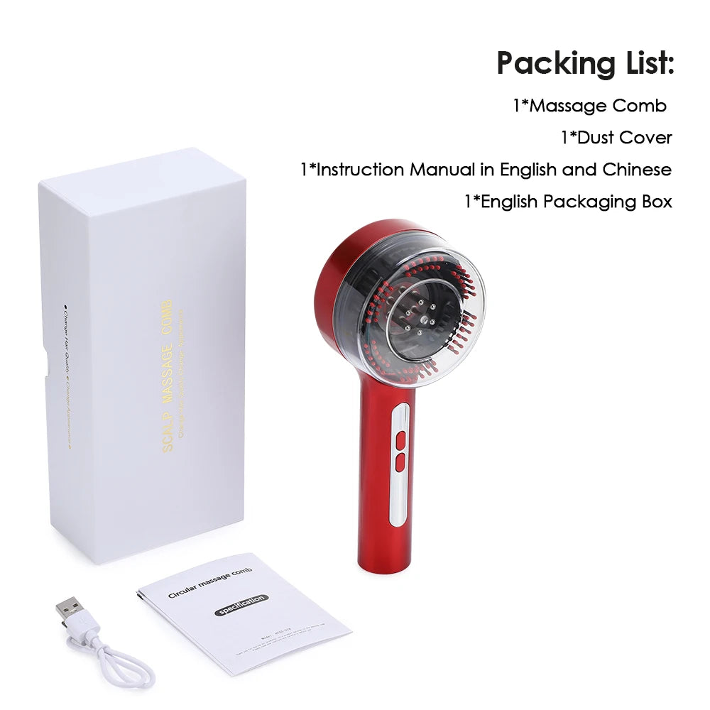 Electric Scalp Massage Comb with Oil Applicator & LED Lights