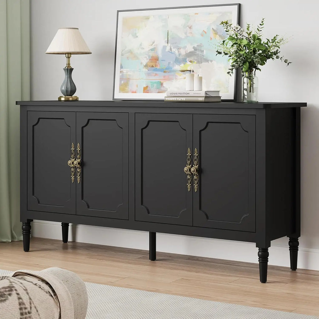 Modern Sideboard Buffet Cabinet with Adjustable Shelves & Carved Handles