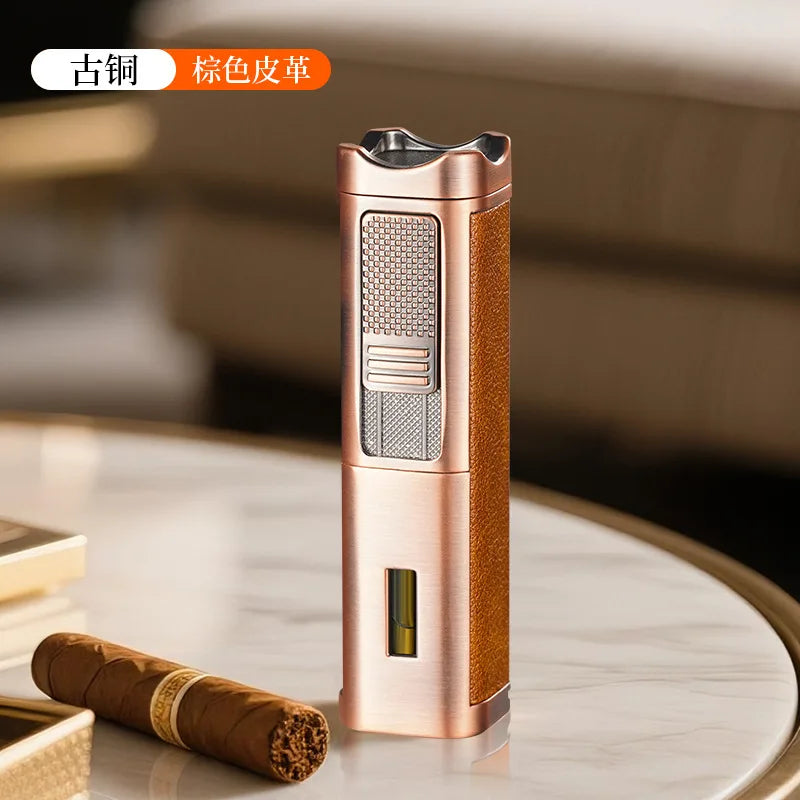 4-in-1 Triple Jet Cigar Lighter with Built-In Accessories