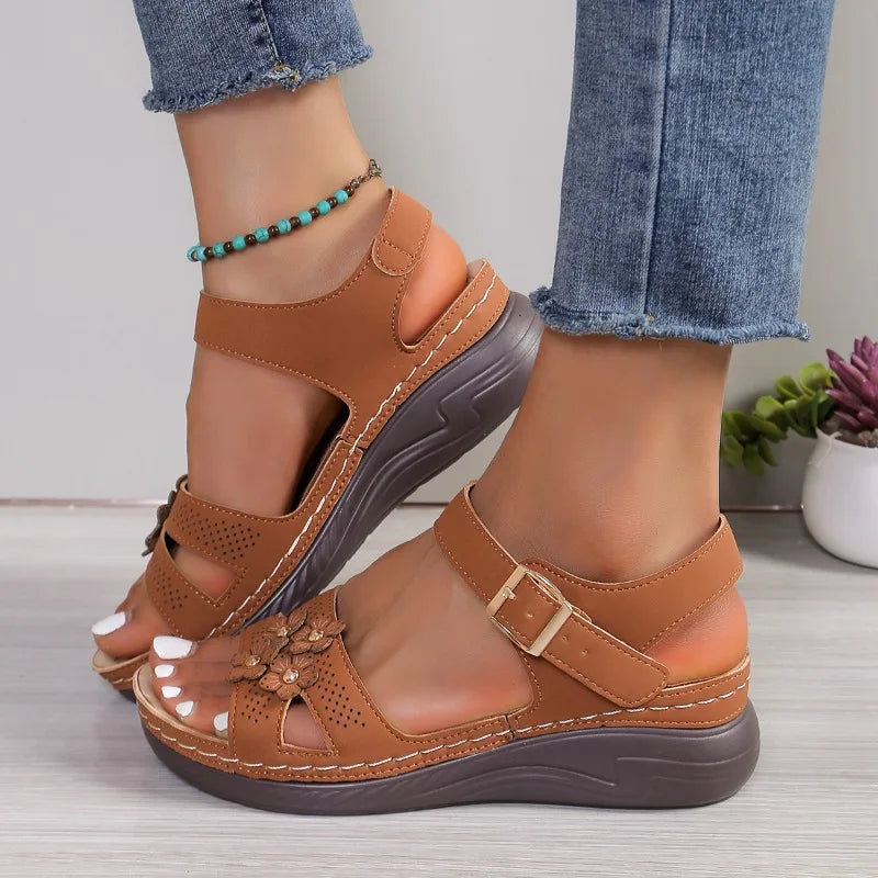 Women's Orthopedic Wide-Toe Wedge Sandals - Soft-Sole Summer Beach Sandals