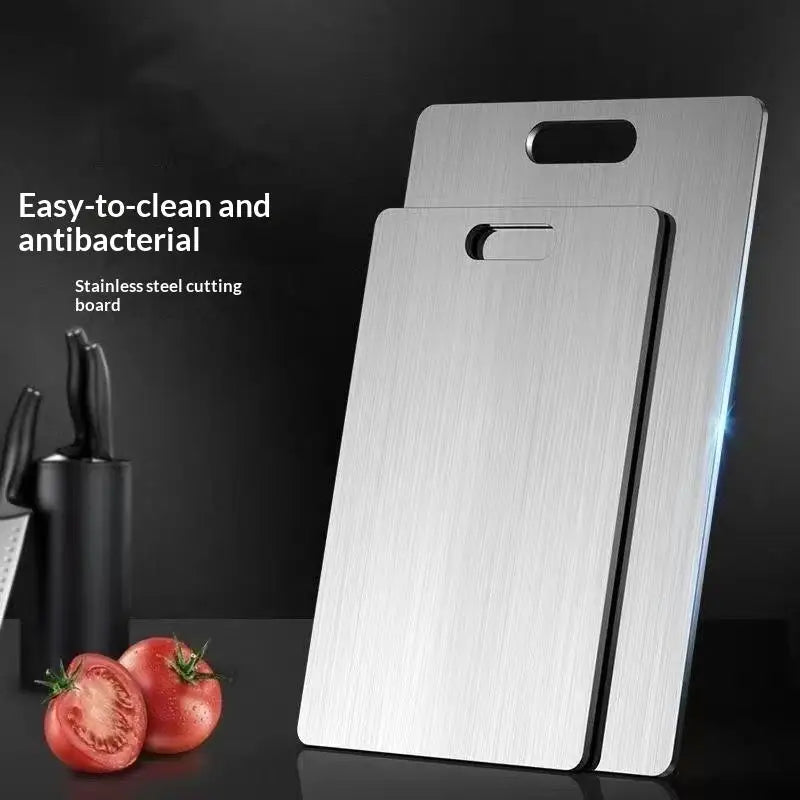 Stainless Steel Chopping Board | Thickened Double-Sided Kitchen Cutting & Dough Kneading Board