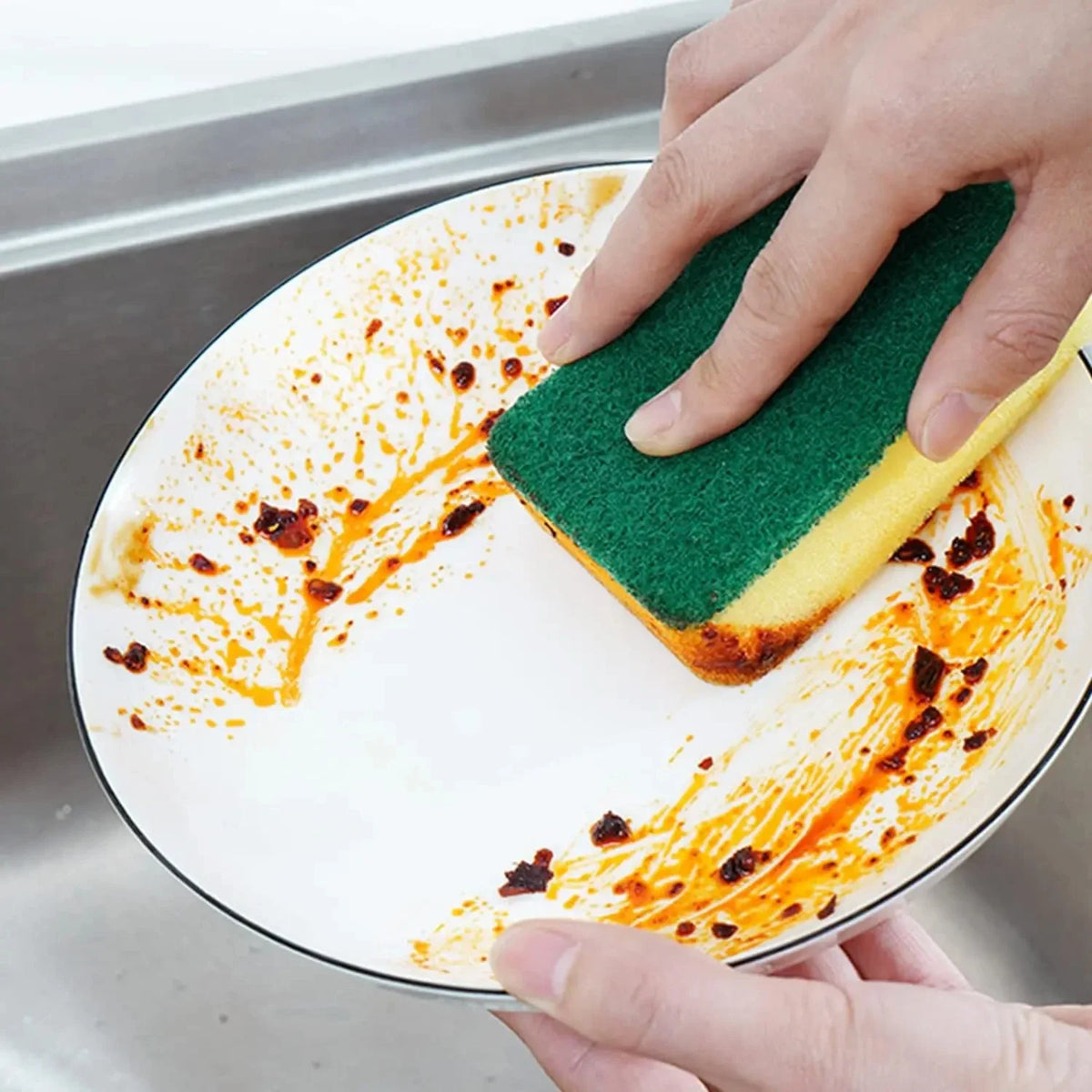 Double-Sided Kitchen Sponge Scrubber – Absorbent Sponge & Scouring Pad, Pack of 10/30/50
