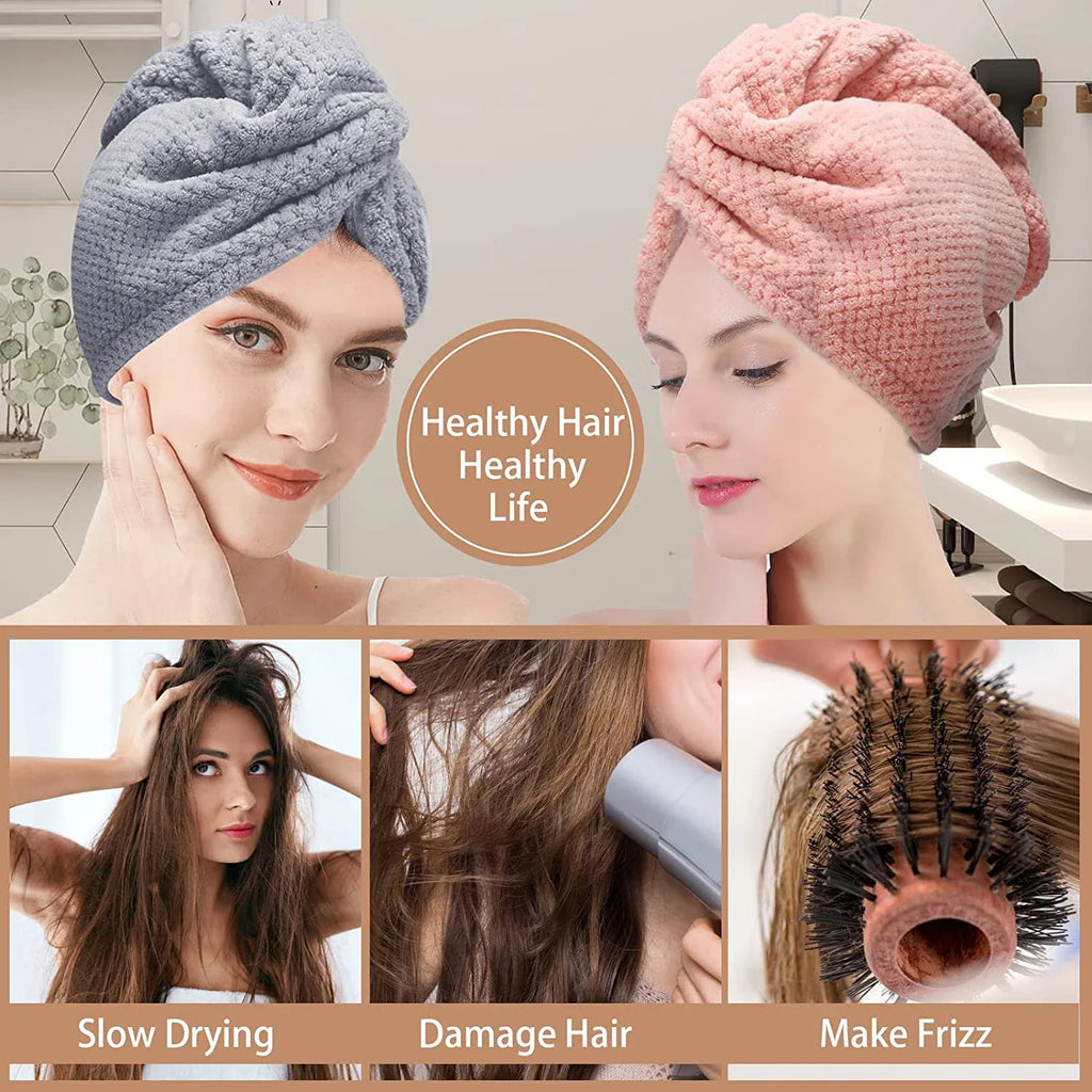 Daily household bath towels, hair drying caps, size 9.8 inches x 25.5 inches, women's adjustable absorbent hair towel