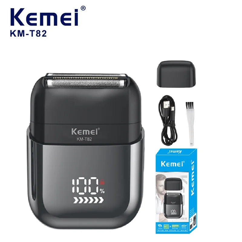 Kemei KM-T82 Foil Electric Shaver for Men | Waterproof USB-C Rechargeable Travel Razor