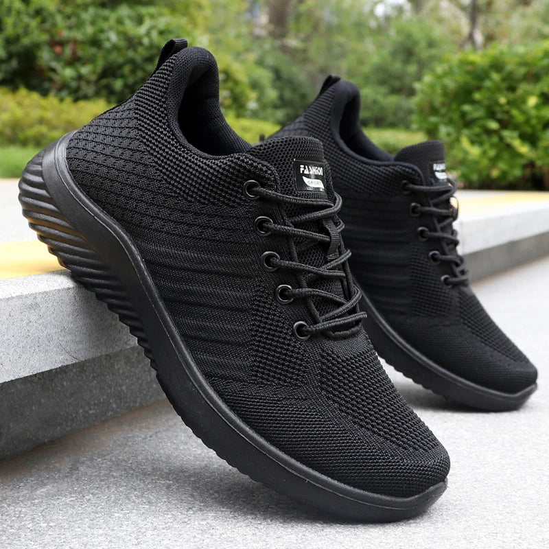 Men's Solid Lace-Up Casual Shoes, Lightweight Outdoor Sneakers Suitable for All-Season Training and Exercise, Lightweight, Breathable, Non-Slip, Ideal for Casual Walking Enthusiasts