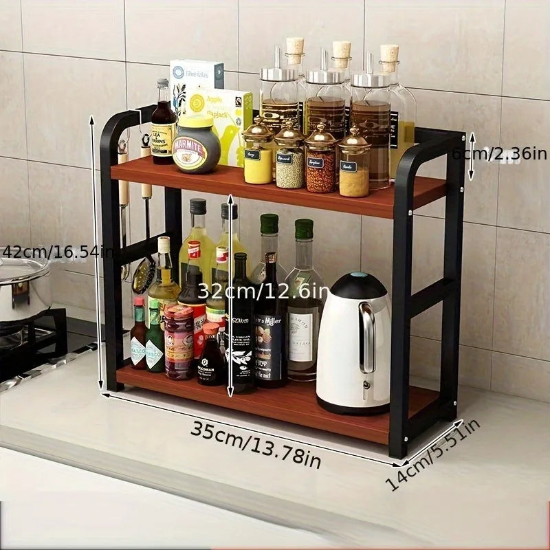 2-Tier Metal Countertop Shelf for Kitchen Storage