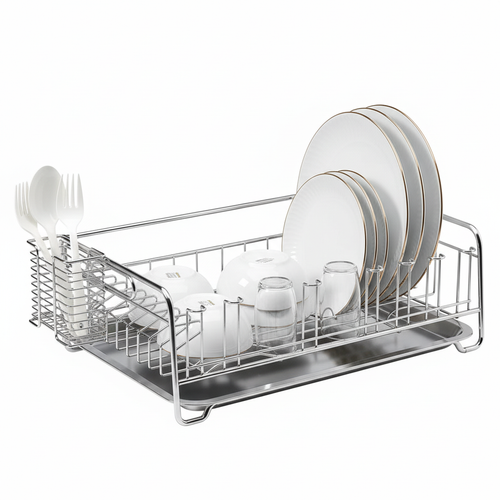 304 Stainless Steel Dish Drainer Rack – White Background