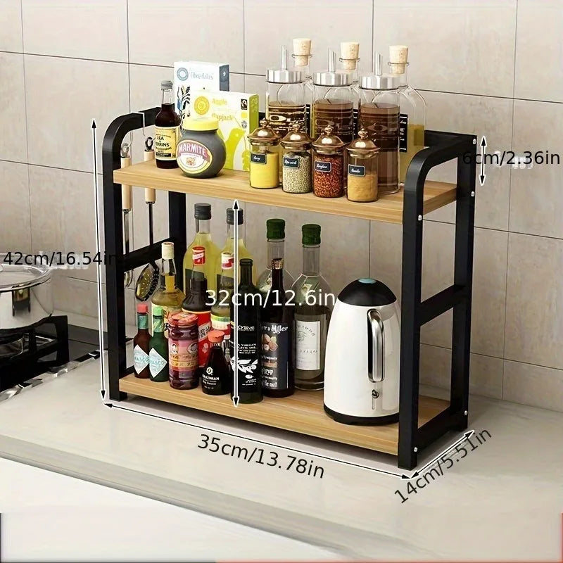 2-Tier Metal Countertop Shelf for Kitchen Storage
