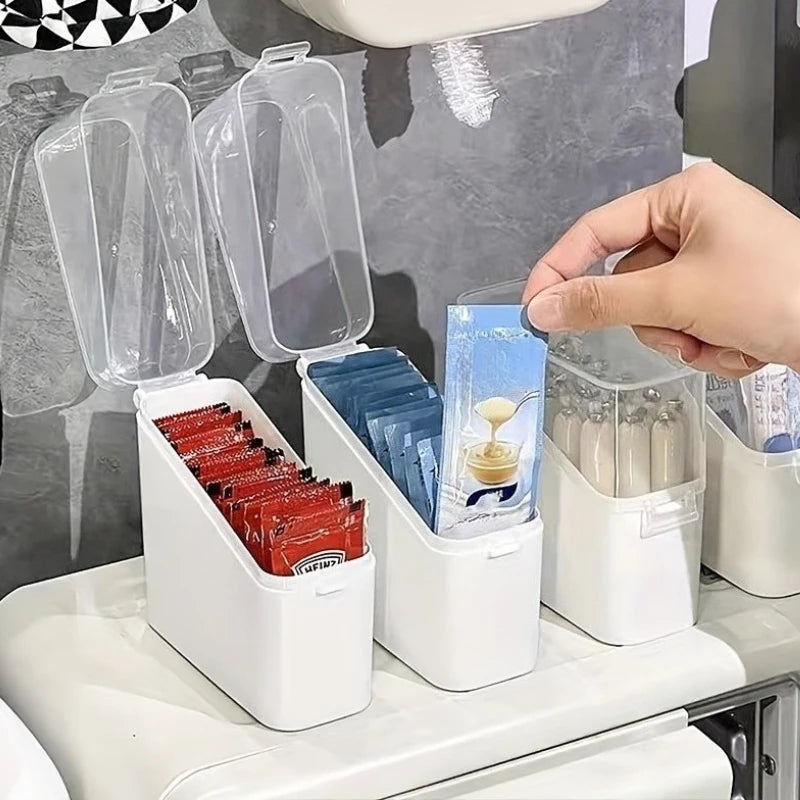 Flip Lid Sliced Cheese Container Mini Storage Box for Swabs Dental Floss Tea Bags Bathroom Kitchen Organizer