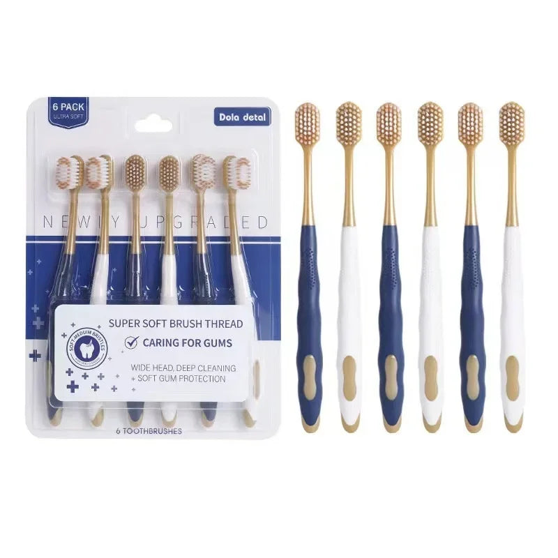 High Quality Wide Head Household 6-pack Adult Soft Bristled Toothbrush For Both Men And Women, Soft And Delicate Details