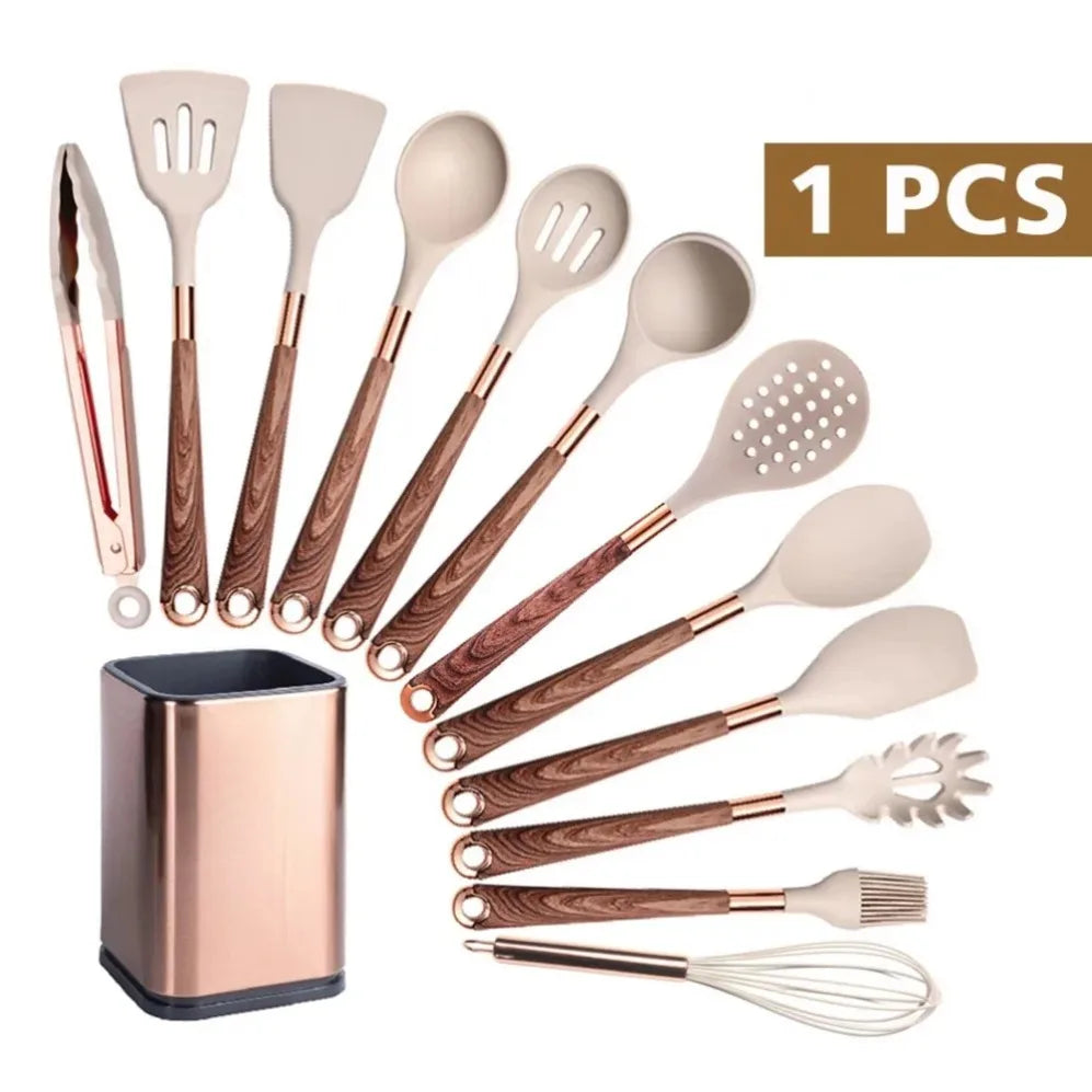 Silicone Kitchen Utensil with Rose-Gold-Tone Handle – Choice of Style