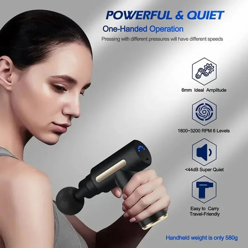 Portable USB Rechargeable Massage Gun, Handheld Percussion Massager