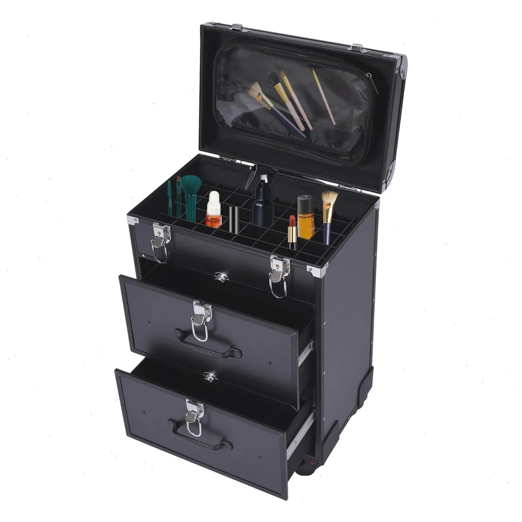3-Tier Rolling Makeup Train Case with Wheels