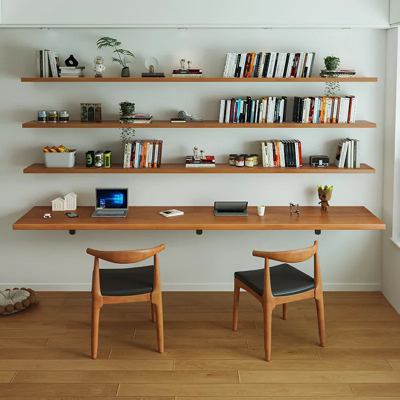 Nordic Solid Wood Desk with Bookshelf Modern Design Floating Wall Mounted Computer Desk Bedroom Study Furniture مكتب عائم FYFD