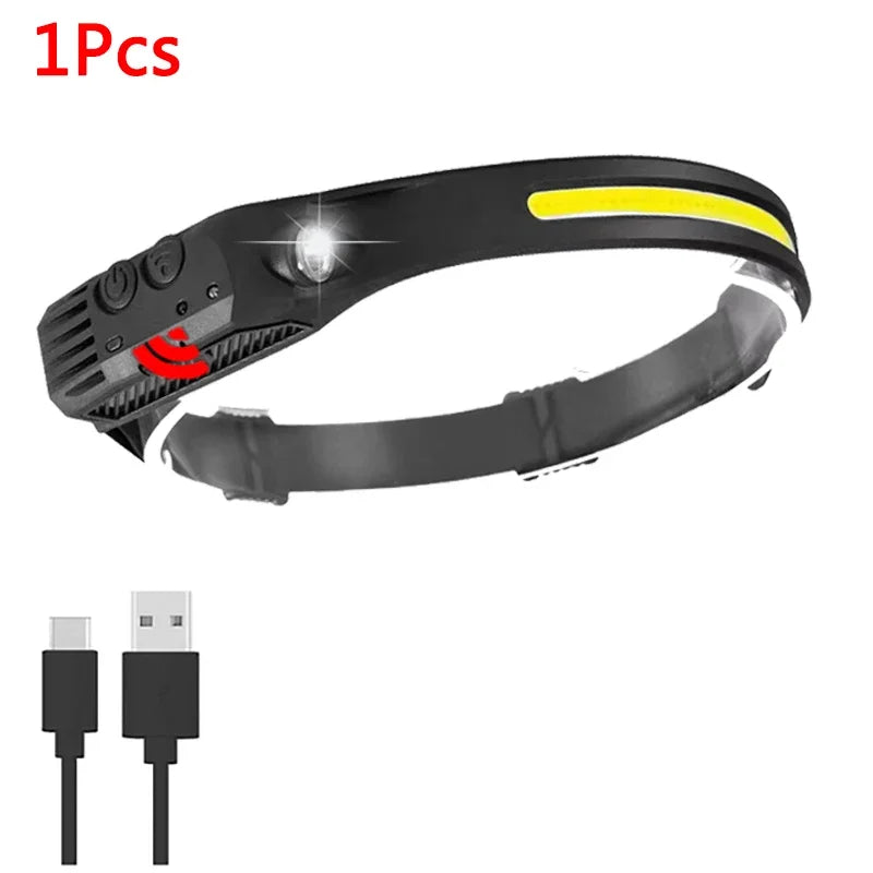 USB Rechargeable LED Head Torch with Motion Sensor