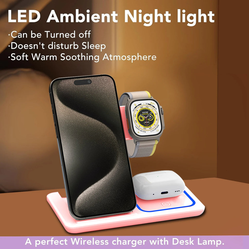3-in-1 Wireless Charging Stand for Phone, Watch & Earbuds