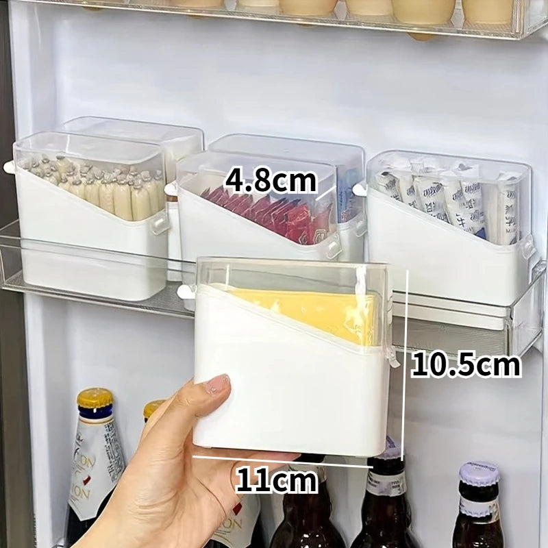 Flip Lid Sliced Cheese Container Mini Storage Box for Swabs Dental Floss Tea Bags Bathroom Kitchen Organizer
