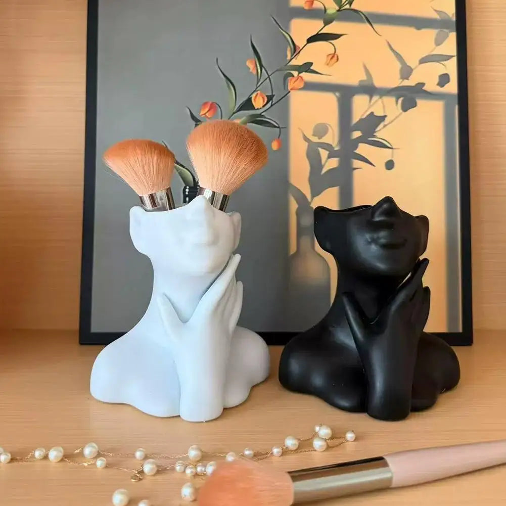 Female Bust Makeup Brush Holder & Decorative Vase