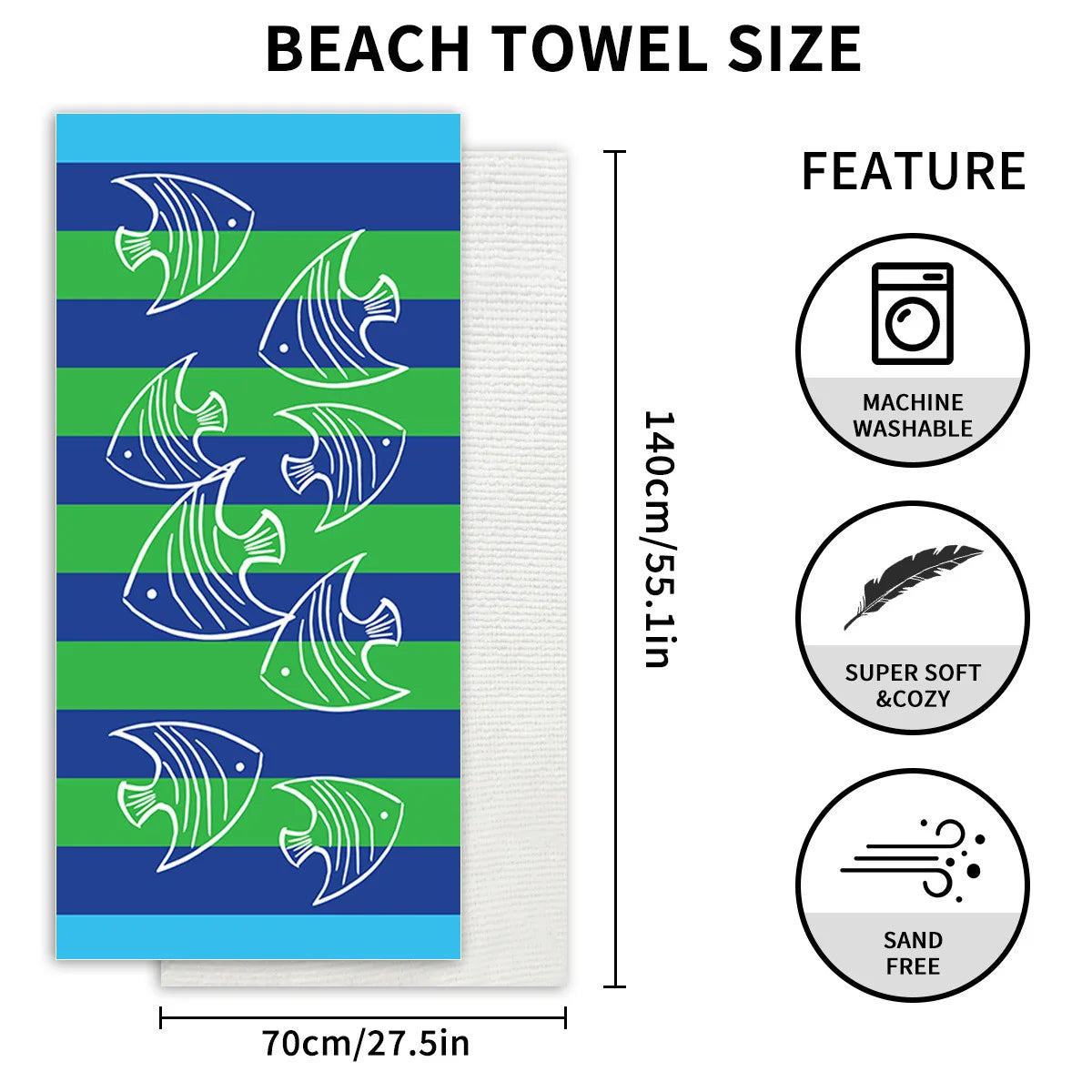 Microfiber Beach TowelLarge Quick-drying sunscreen for Adults  Absorbent Bath Towel Travel Swimming Pool Towel outdoor