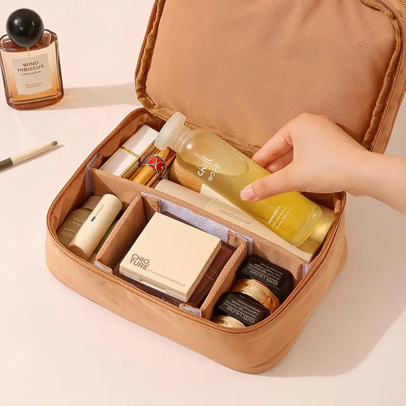 Thick Oxford Fabric Cosmetic Bag Single Dual Layer Unisex Stylish Portable Travel Wash Bag Makeup Storage Pouch