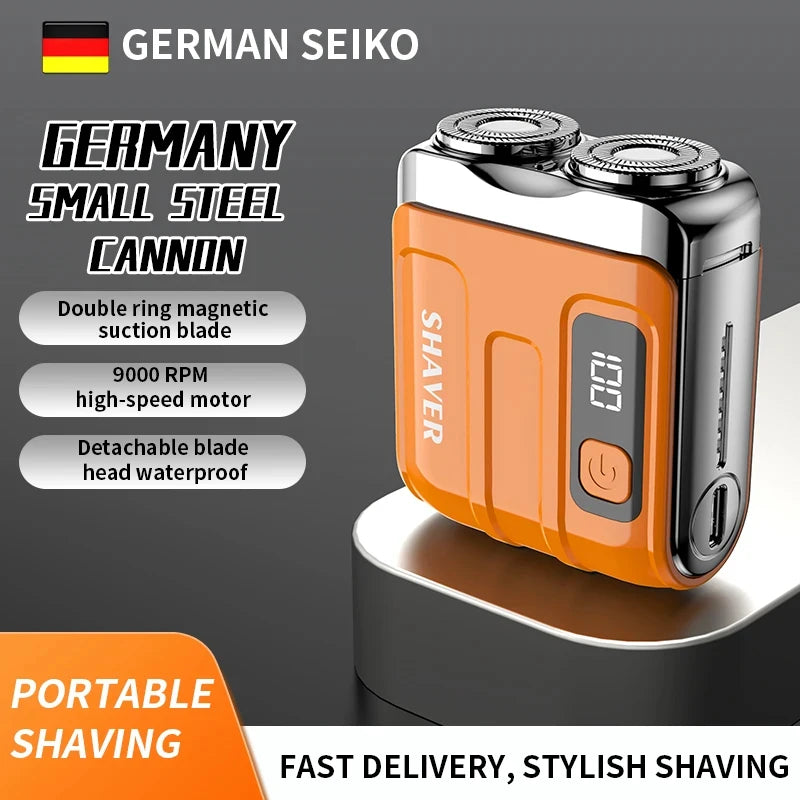 Mini Electric Shaver with Digital Display – Dual Blade Rechargeable Beard Trimmer
