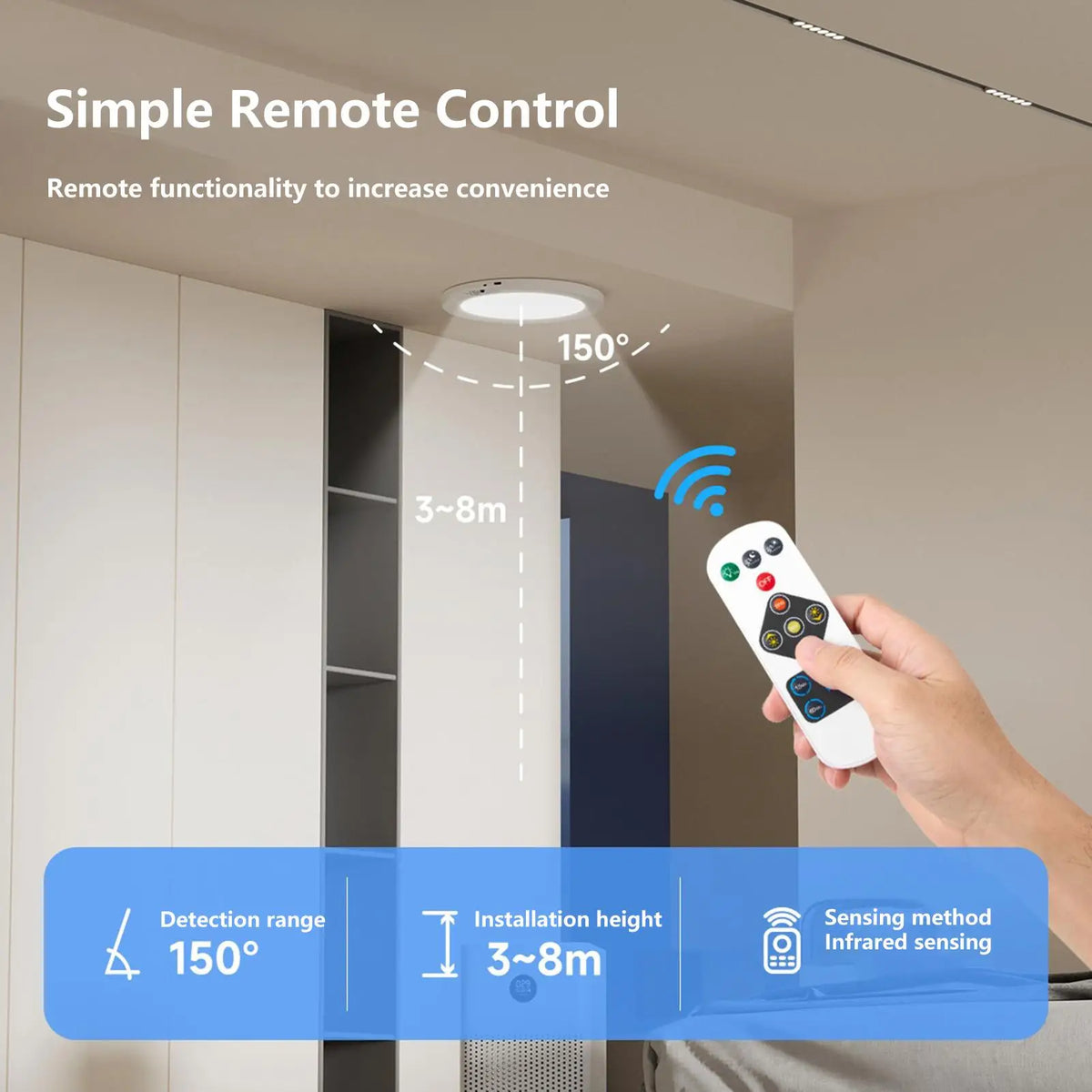 Rechargeable LED Motion Sensor Ceiling Light with Remote