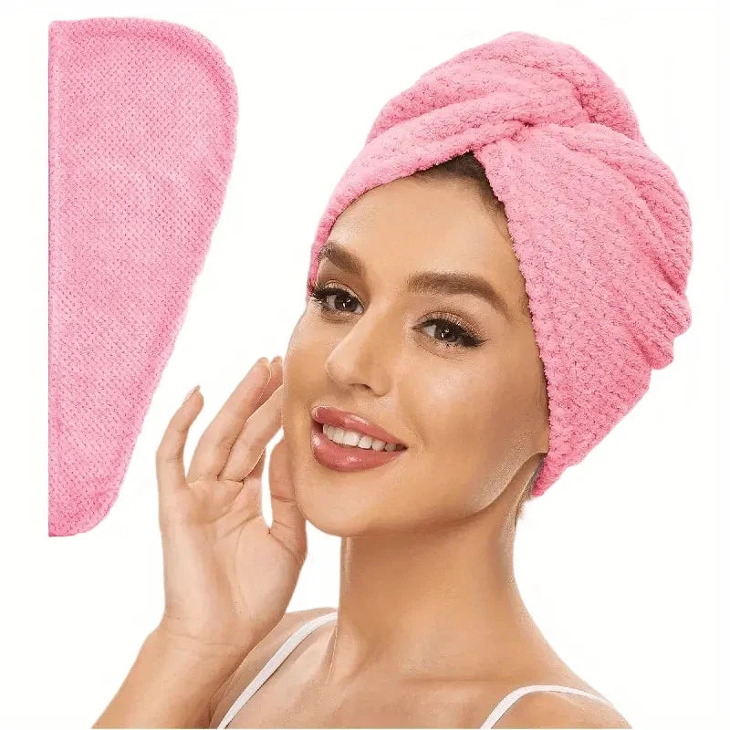Daily household bath towels, hair drying caps, size 9.8 inches x 25.5 inches, women's adjustable absorbent hair towel