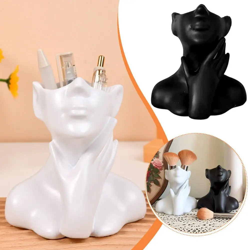 Female Bust Makeup Brush Holder & Decorative Vase