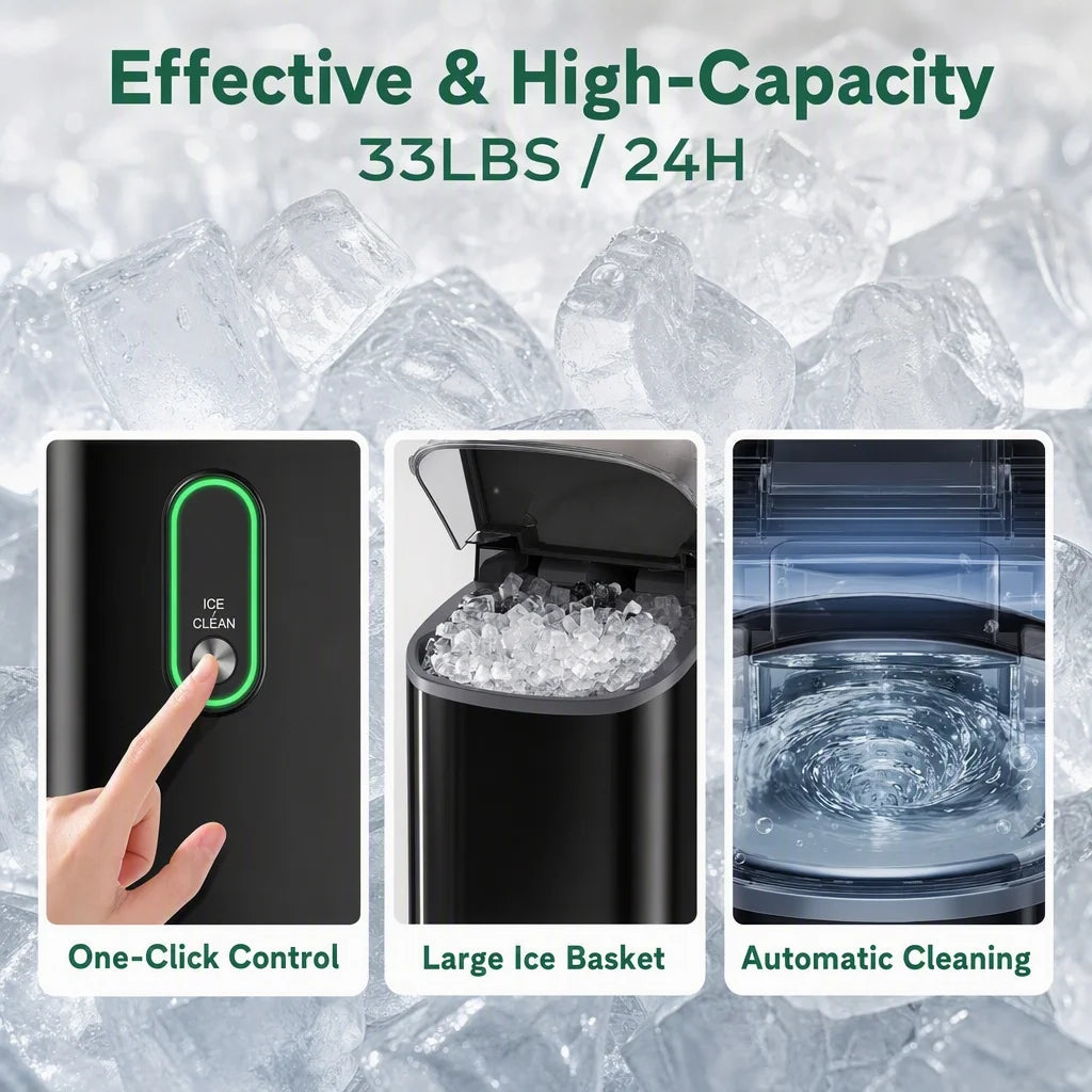 Nugget Ice Maker, Countertop Chewable Ice Machine