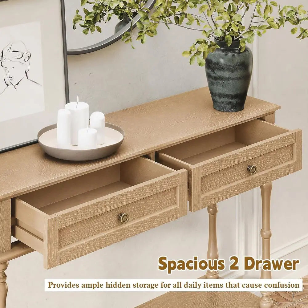 Minimalist Entryway Table with Storage Cabinet and Open Shelf for Hallway or Living Room
