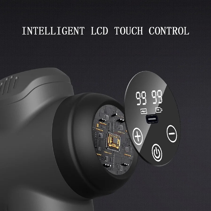 Rechargeable Massage Gun with Adjustable Speeds and Interchangeable Heads