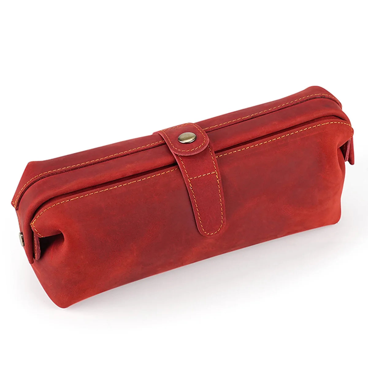 AIGUONIU Crazy Horse Leather Cosmetic Toiletry Bathroom Bag for Traveler Travel Lipstick Make up Bag Full Grain Leather Wash Bag