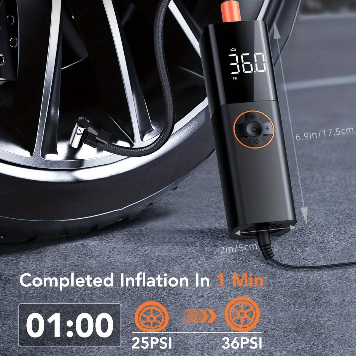 Tire Inflator, 12V Portable Air Compressor for Car Tires