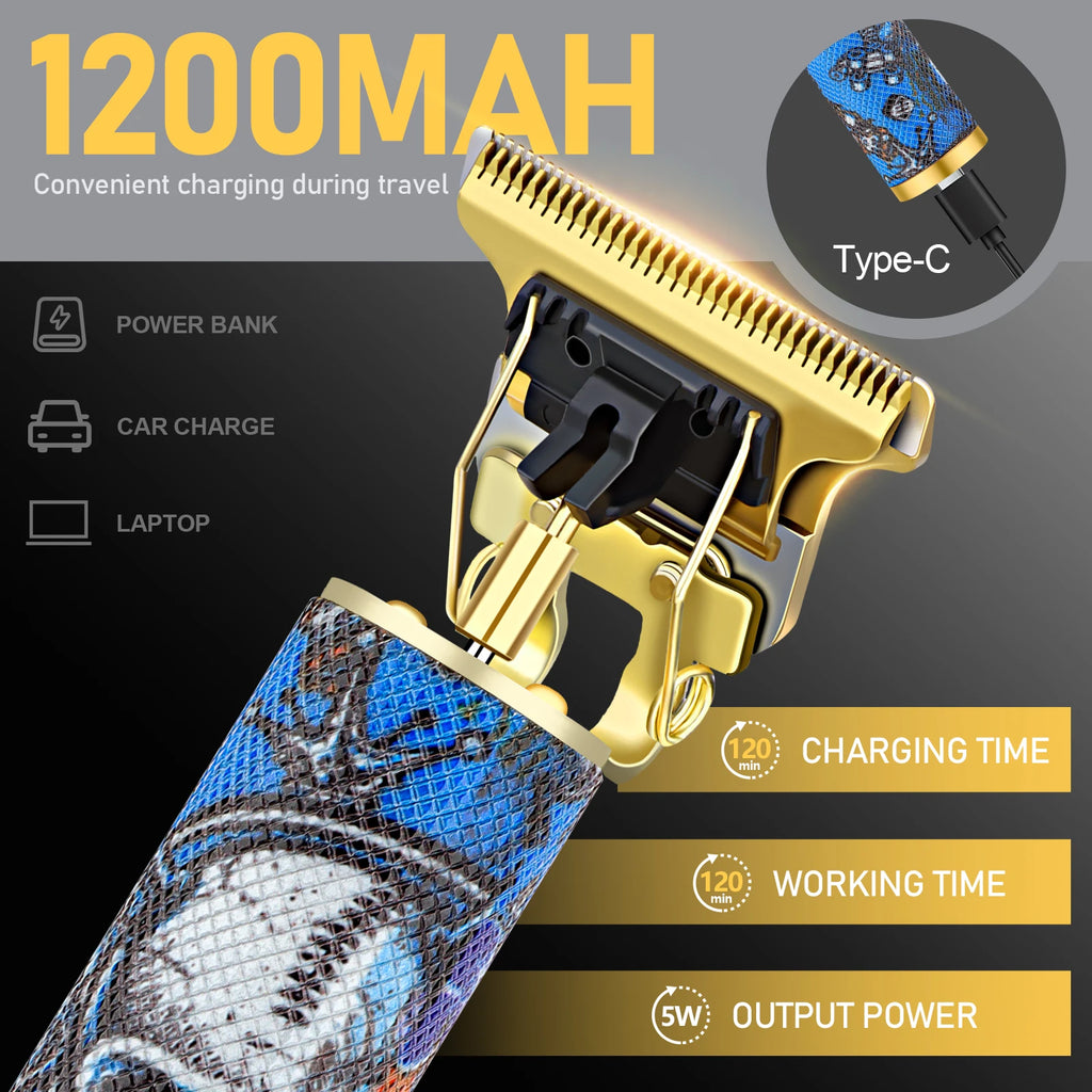 Cordless T-Blade Hair & Beard Trimmer with Skull Design