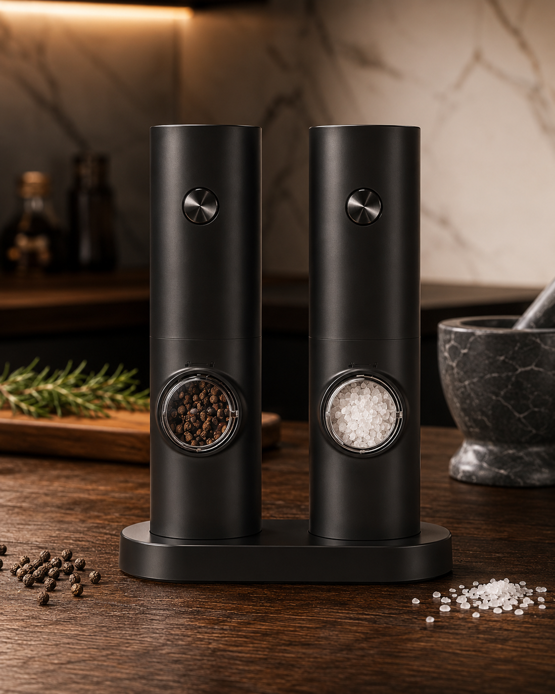 Electric Automatic Salt and Pepper Grinder Set with Led Light Grinder Set Spice Mill Adjustable Spices Grinder Kitchen Tools