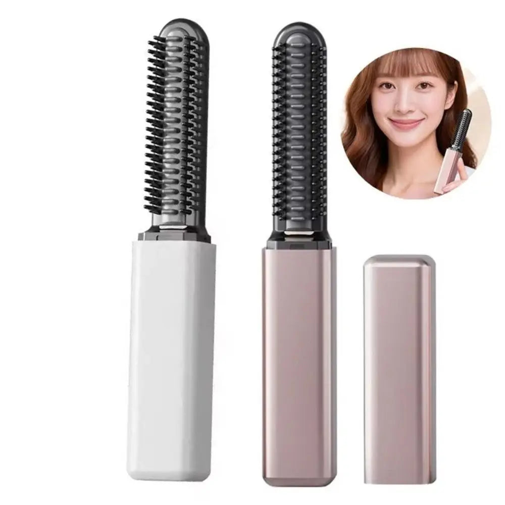 USB Rechargeable Hair Straightening Brush – Mini Heated Comb