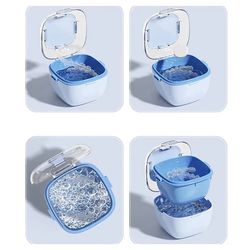 Multi-functional Retainer Case Portable Mouth Guard Box Oral Cleaning False Teeth Denture Storage Box Teeth Aligner Braces Box