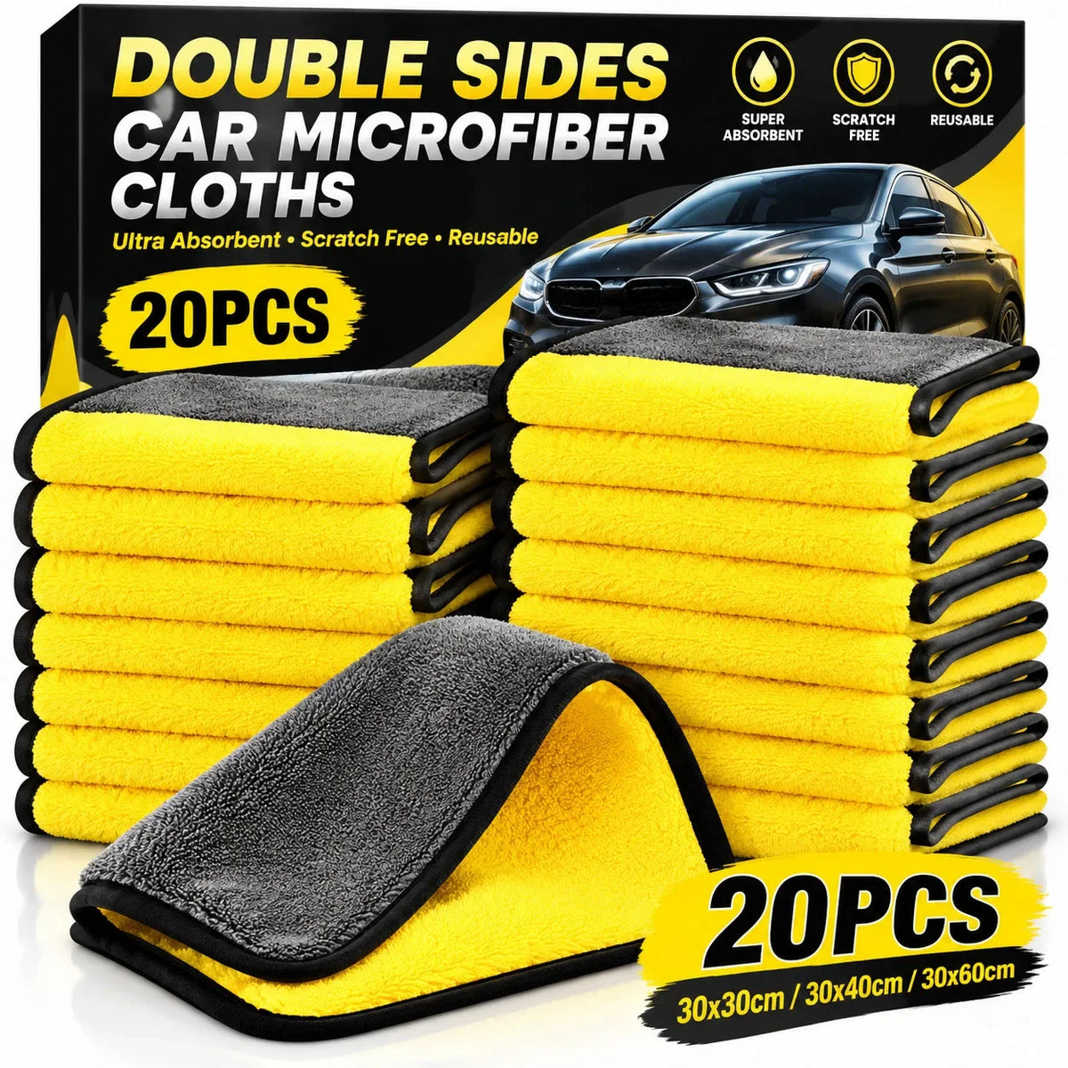 Microfibre Car Cleaning & Drying Cloths – 1, 5 or 10 Pack