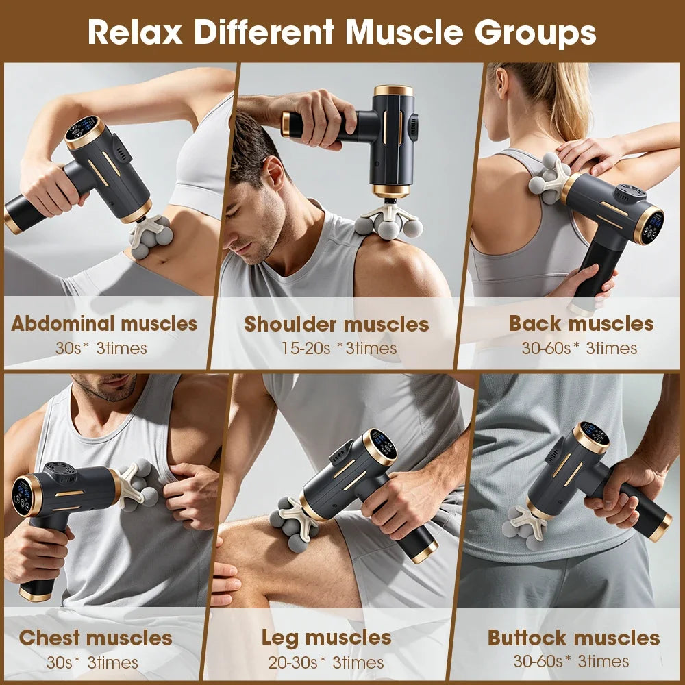 Rechargeable Massage Gun with 11 Heads and Adjustable Speeds