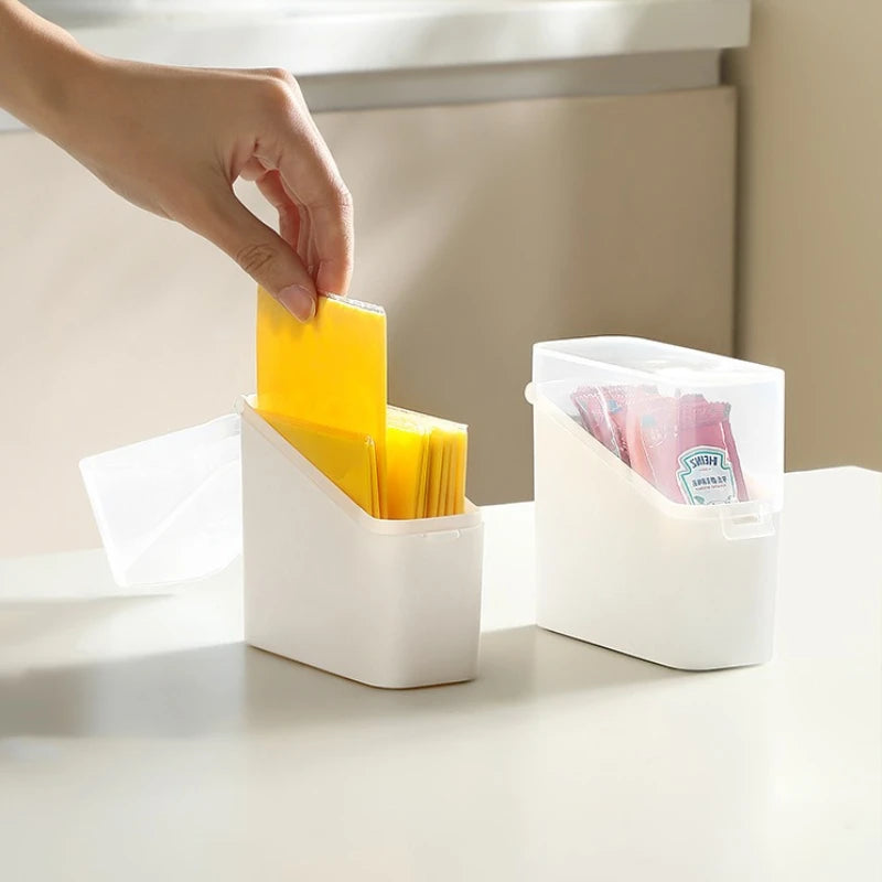 Flip Lid Sliced Cheese Container Mini Storage Box for Swabs Dental Floss Tea Bags Bathroom Kitchen Organizer