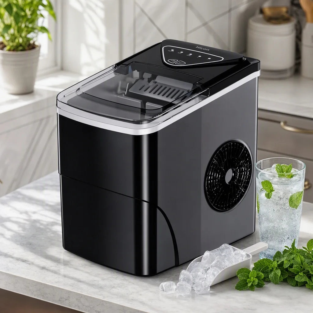 Countertop Ice Maker, Bullet Ice with Basket and Scoop