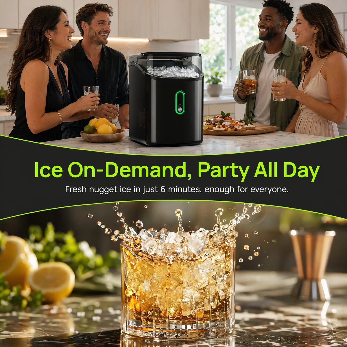 Nugget Ice Maker, Countertop Chewable Ice Machine