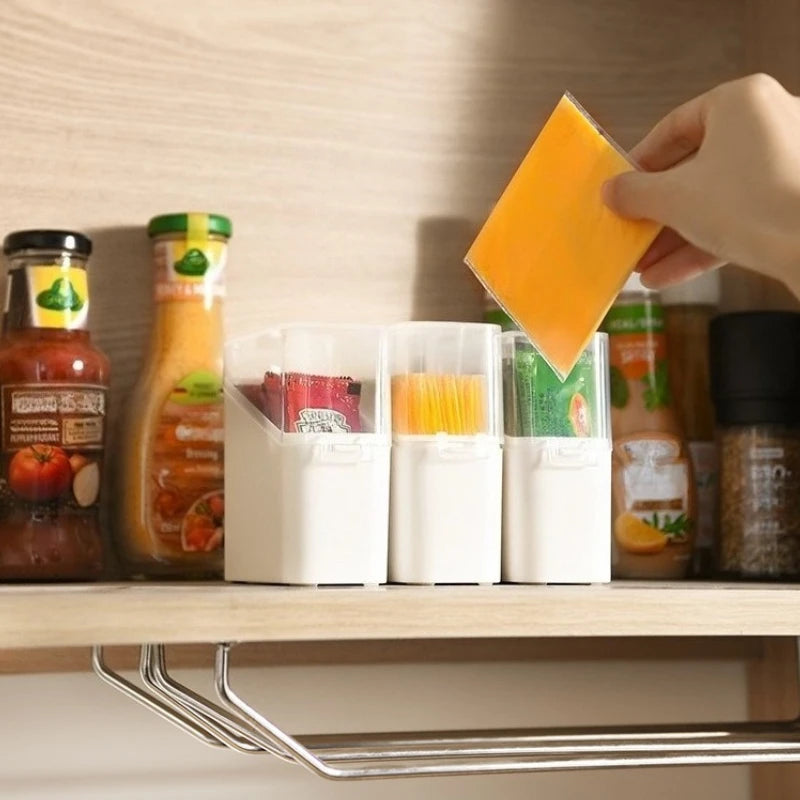 Flip Lid Sliced Cheese Container Mini Storage Box for Swabs Dental Floss Tea Bags Bathroom Kitchen Organizer