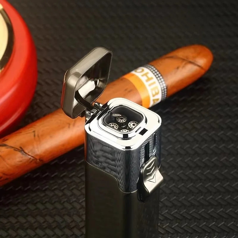 Refillable Quad Jet Butane Lighter – Metal Blue-Flame Design