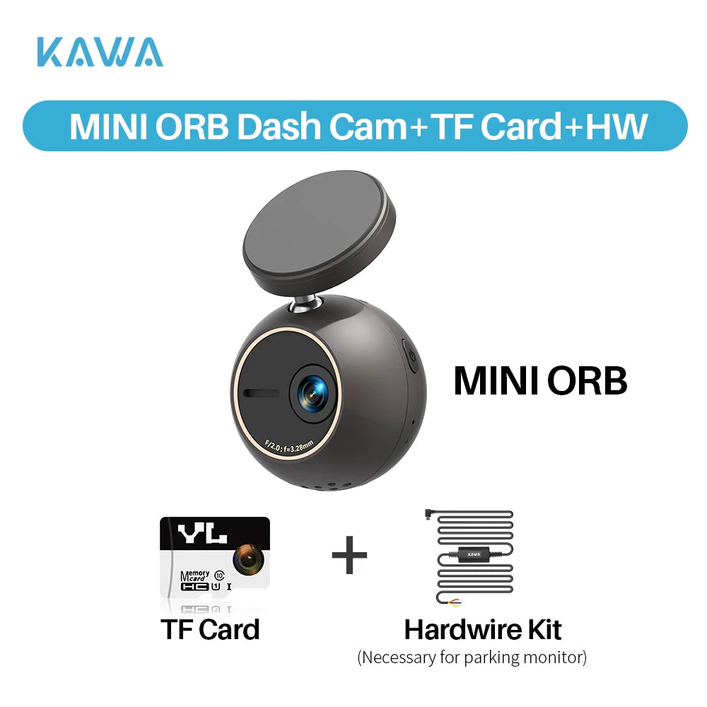 KAWA MINI ORB 2K Dash Cam with Wi-Fi & Voice Control